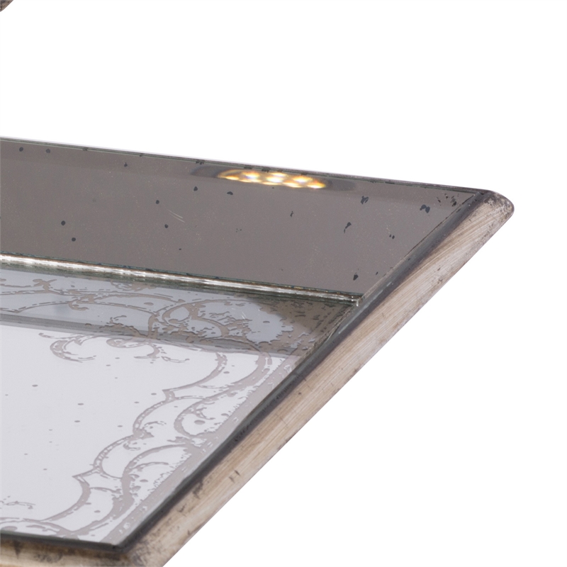 Pemberly Row Set of 2 Square Serving Trays Decorative Vintage Mirrored