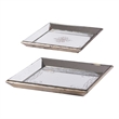 Pemberly Row Set of 2 Square Serving Trays Decorative Vintage Mirrored