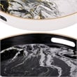 Pemberly Row Set of 2 Round Accent Trays Marbling Black White