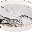 Pemberly Row Set of 2 Round Accent Trays Marbling Black White