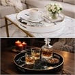Pemberly Row Set of 2 Round Accent Trays Marbling Black White