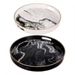 Pemberly Row Set of 2 Round Accent Trays Marbling Black White