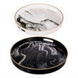 Pemberly Row Set of 2 Round Accent Trays Marbling Black White