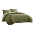Pemberly Row 3 Piece Queen Comforter Set Polyester Channel Quilted in Green