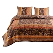 Pemberly Row 2 Piece Twin Quilt Set Jacobean Floral Print Brown Orange