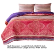 Pemberly Row 3 Piece Bohemian Full Quilt Set Medallion Paisley in Pink Blue