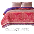 Pemberly Row 3 Piece Bohemian King Quilt Set Medallion Paisley in Pink Blue