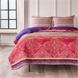 Pemberly Row 3 Piece Bohemian King Quilt Set Medallion Paisley in Pink Blue