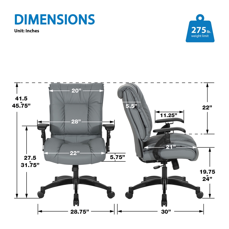 Pemberly Row Grey Leather Conference Chair Cantilever Arms Steel Base