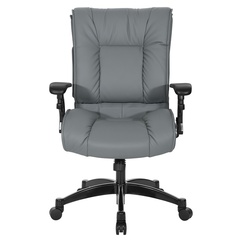 Pemberly Row Grey Leather Conference Chair Cantilever Arms Steel Base