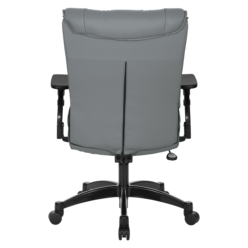 Pemberly Row Grey Leather Conference Chair Cantilever Arms Steel Base