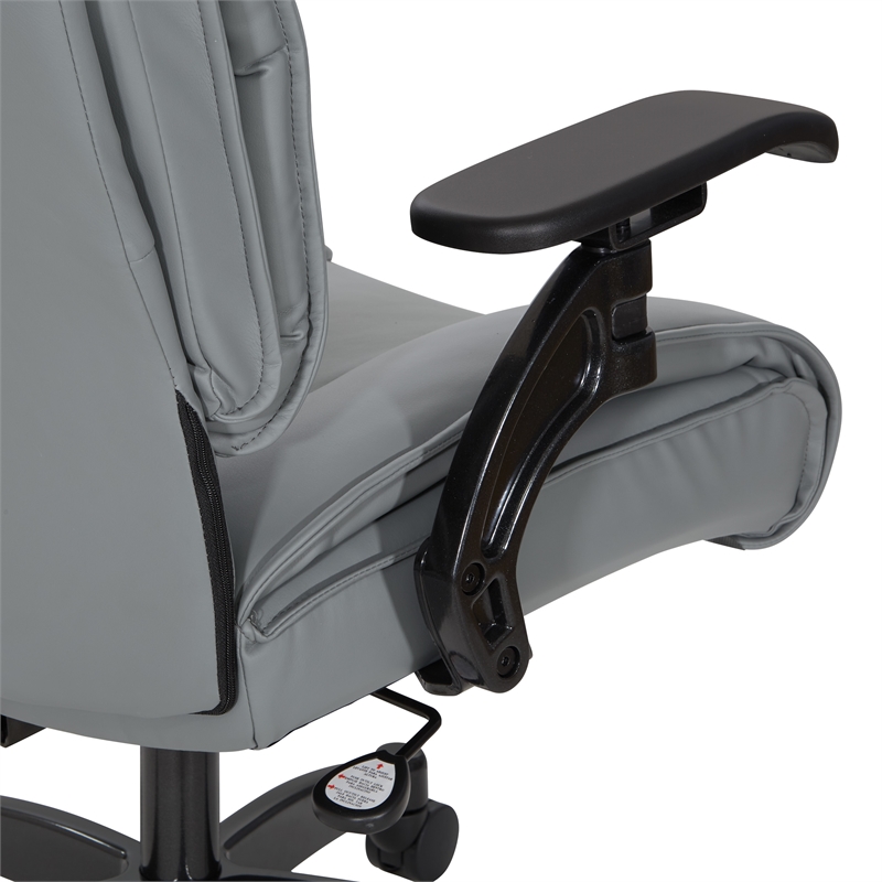 Pemberly Row Grey Leather Conference Chair Cantilever Arms Steel Base
