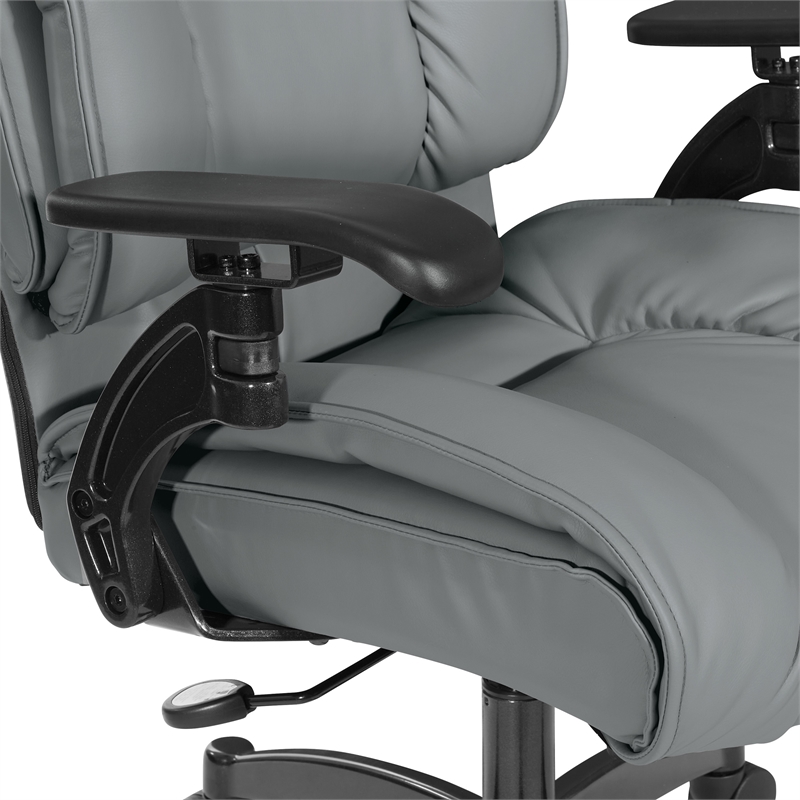 Pemberly Row Grey Leather Conference Chair Cantilever Arms Steel Base