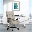 Pemberly Row Taupe Leather Conference Chair Cantilever Arms Steel Base