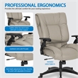 Pemberly Row Taupe Leather Conference Chair Cantilever Arms Steel Base