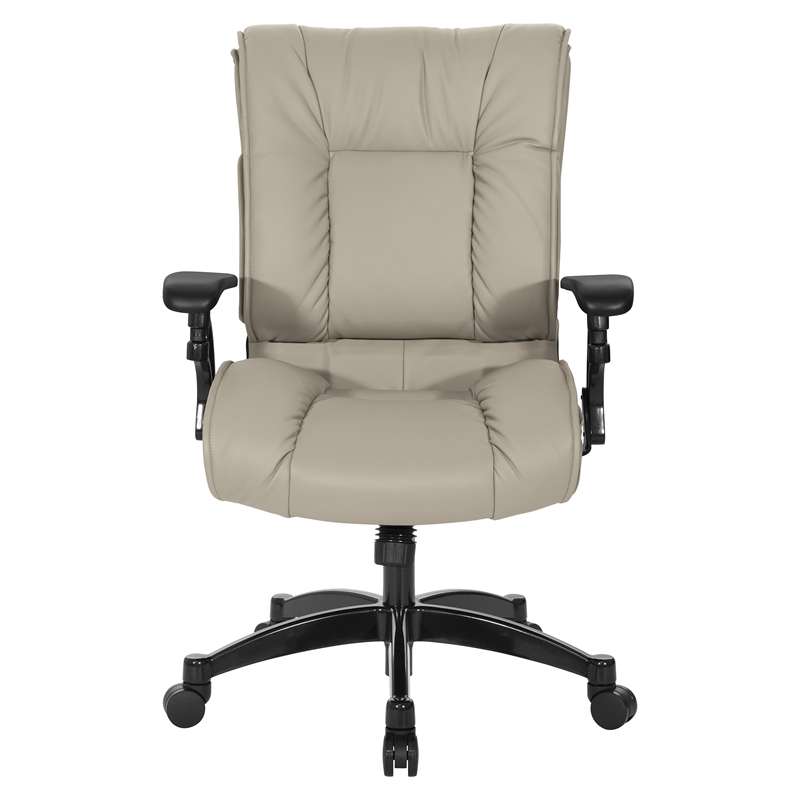 Pemberly Row Taupe Leather Conference Chair Cantilever Arms Steel Base
