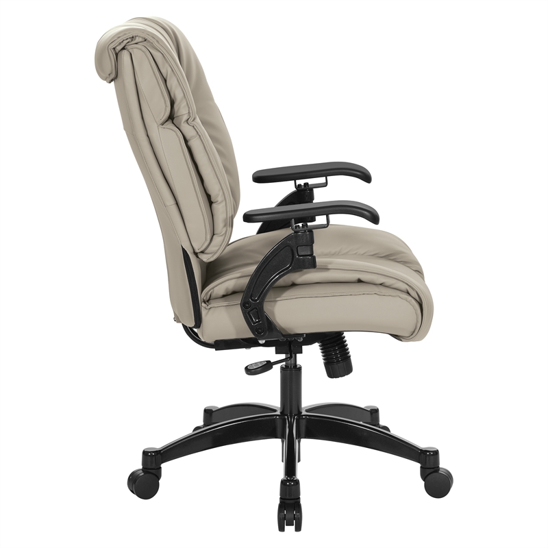 Pemberly Row Taupe Leather Conference Chair Cantilever Arms Steel Base