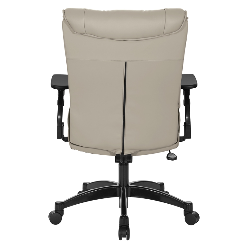 Pemberly Row Taupe Leather Conference Chair Cantilever Arms Steel Base