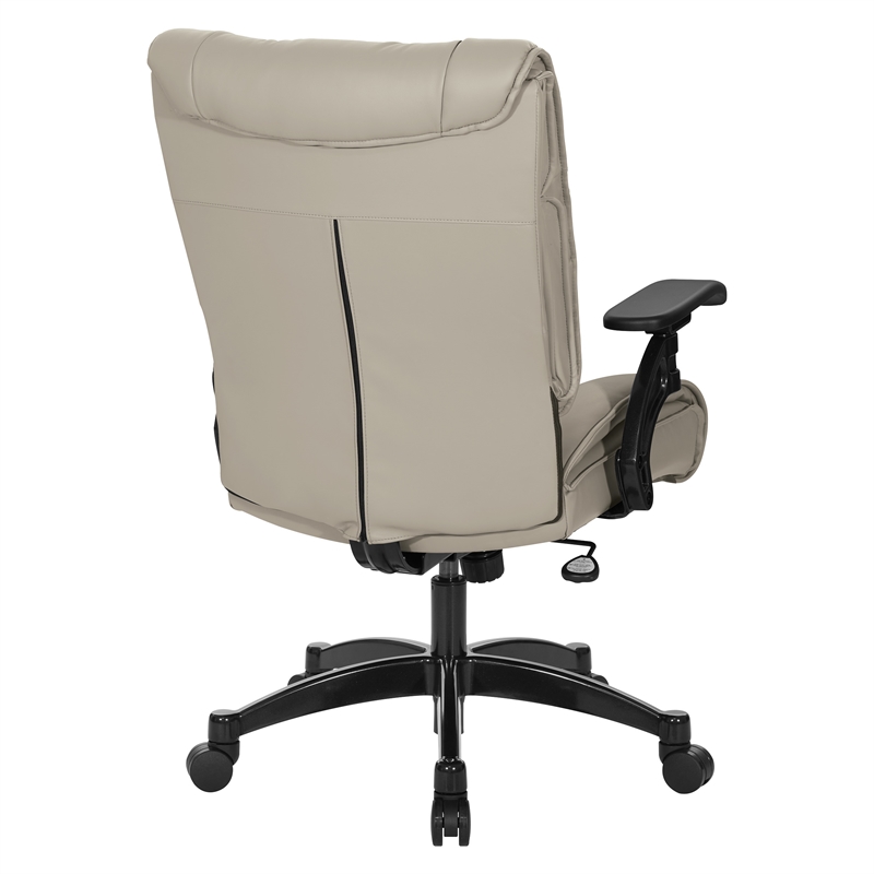 Pemberly Row Taupe Leather Conference Chair Cantilever Arms Steel Base