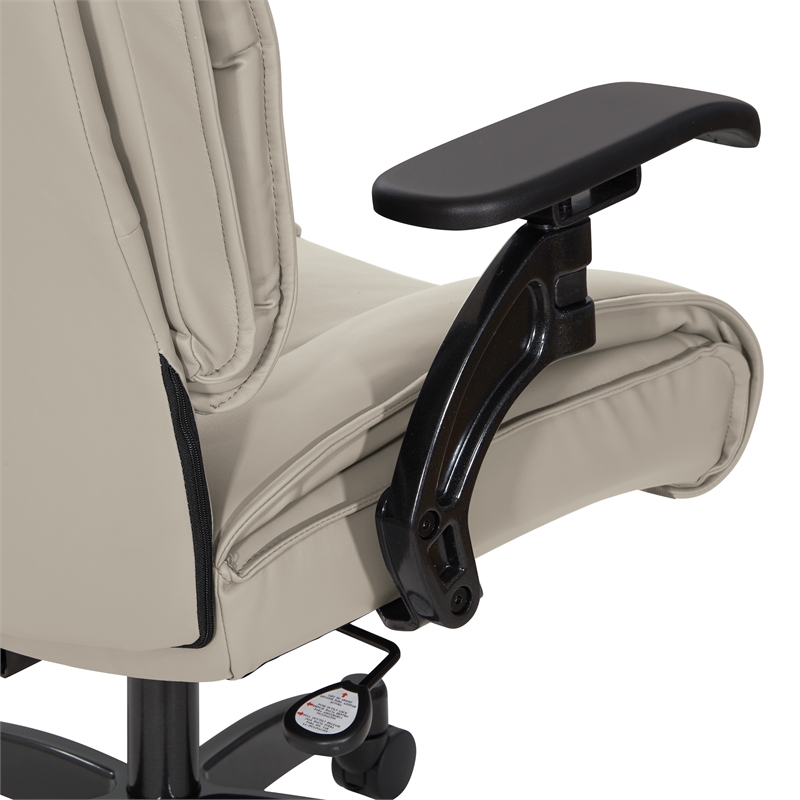 Pemberly Row Taupe Leather Conference Chair Cantilever Arms Steel Base