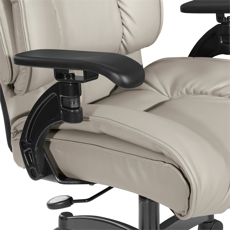 Pemberly Row Taupe Leather Conference Chair Cantilever Arms Steel Base