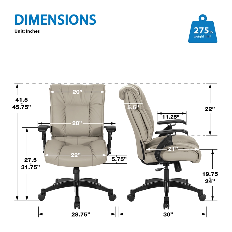Pemberly Row Taupe Leather Conference Chair Cantilever Arms Steel Base