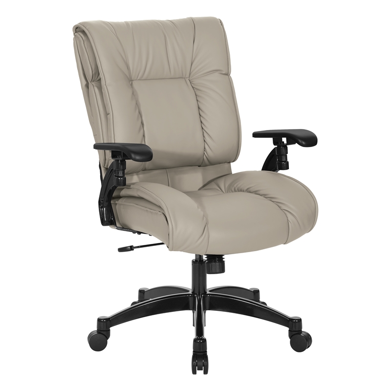 Pemberly Row Taupe Leather Conference Chair Cantilever Arms Steel Base