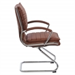 Pemberly Row Faux Leather Chair in Saddle Brown Chrome Base Arm Sleeves