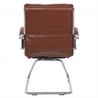 Pemberly Row Faux Leather Chair in Saddle Brown Chrome Base Arm Sleeves