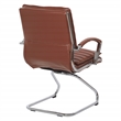 Pemberly Row Faux Leather Chair in Saddle Brown Chrome Base Arm Sleeves