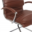 Pemberly Row Faux Leather Chair in Saddle Brown Chrome Base Arm Sleeves