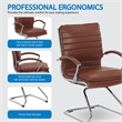 Pemberly Row Faux Leather Chair in Saddle Brown Chrome Base Arm Sleeves