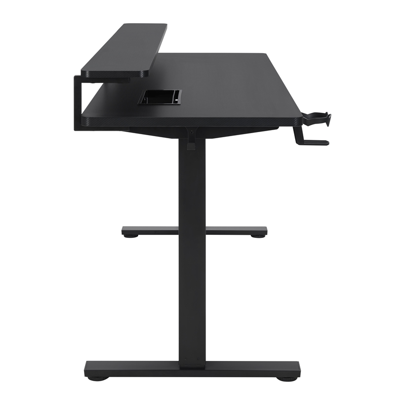 Pemberly Row 60 Inch Electric Height Adjustable Gaming Desk with Hutch