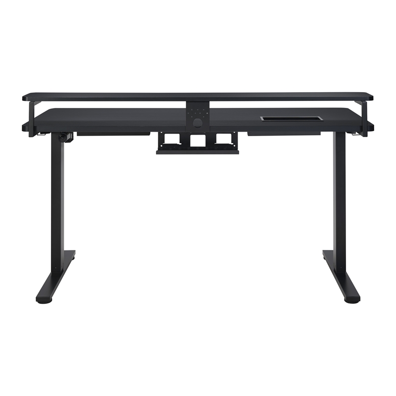 Pemberly Row 60 Inch Electric Height Adjustable Gaming Desk with Hutch