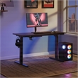 Pemberly Row 48 Inch Electric Height Adjustable Gaming Desk LED Lighting