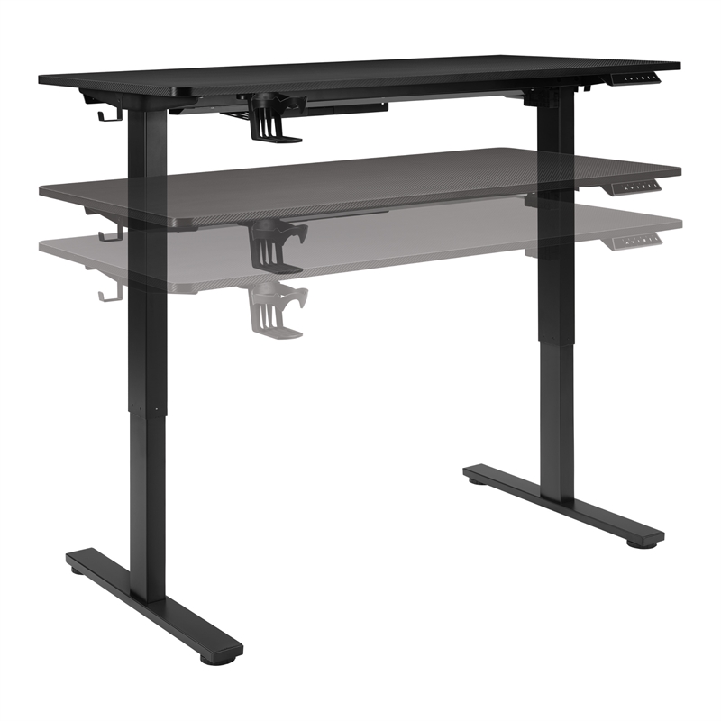 Pemberly Row 48 Inch Electric Height Adjustable Gaming Desk LED Lighting