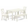 Pemberly Row 5-Pc Wood Dining Set with Faux Leather Seats in Linen White