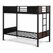Pemberly Row Twin-Over-Twin Metal Bunk Bed with Ladder in Black
