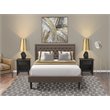 Pemberly Row 3-Piece Traditional Queen Bed Set with Brown Fabric Headboard