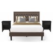 Pemberly Row 3-Piece Traditional Queen Bed Set with Brown Fabric Headboard