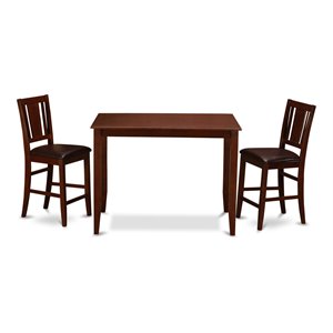 Pemberly Row 3-Piece Counter Height Pub Table Set in Mahogany Wood