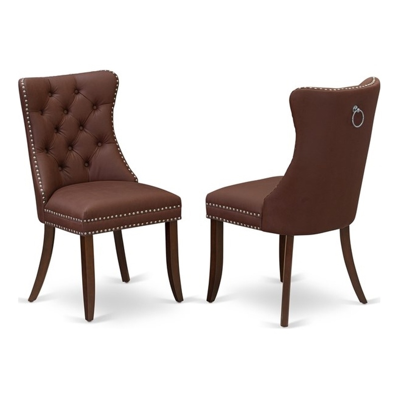 Pemberly Row Faux Leather Parson Dining Chair in Burgundy (Set of 2)