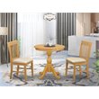 Pemberly Row 3-Piece Wood Dining Set with Cushion Seat in Oak