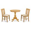 Pemberly Row 3-Piece Wood Dining Set with Cushion Seat in Oak