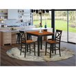 Pemberly Row 3-Piece Wood Pub Table Dining Set in Black and Cherry