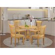Pemberly Row Antique 5-Piece Wood Round Dining Set with Side Chairs in Oak