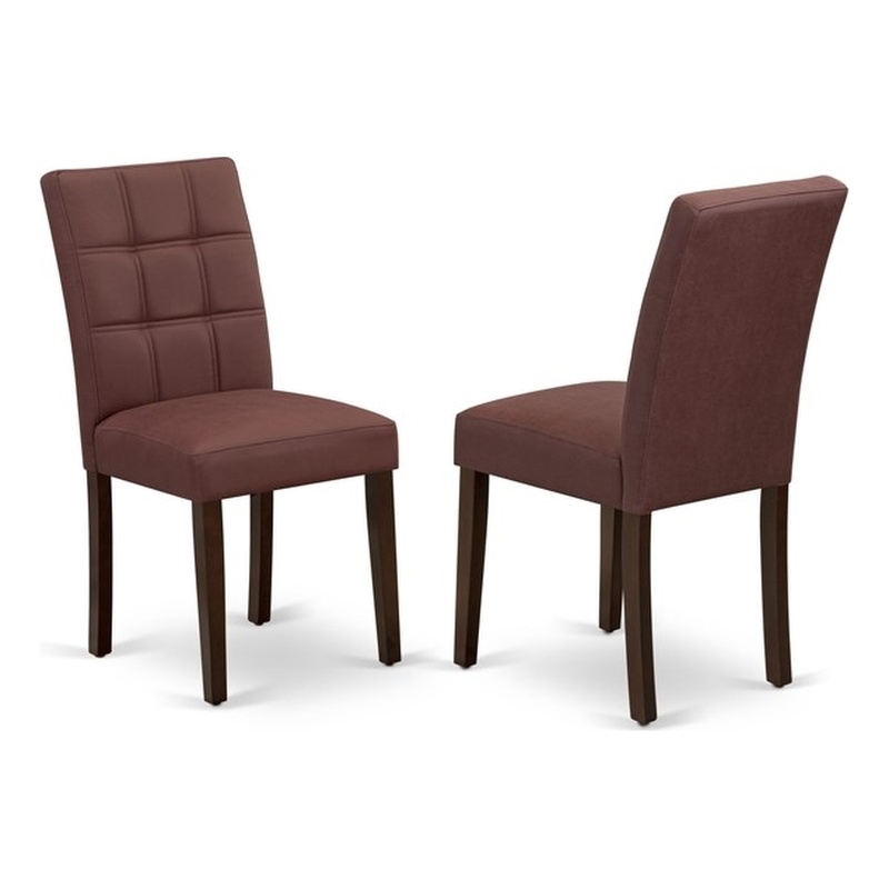 Pemberly Row Faux Leather Parson Dining Chair in Burgundy (Set of 2)