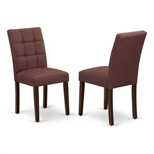 Pemberly Row Faux Leather Parson Dining Chair in Burgundy (Set of 2)