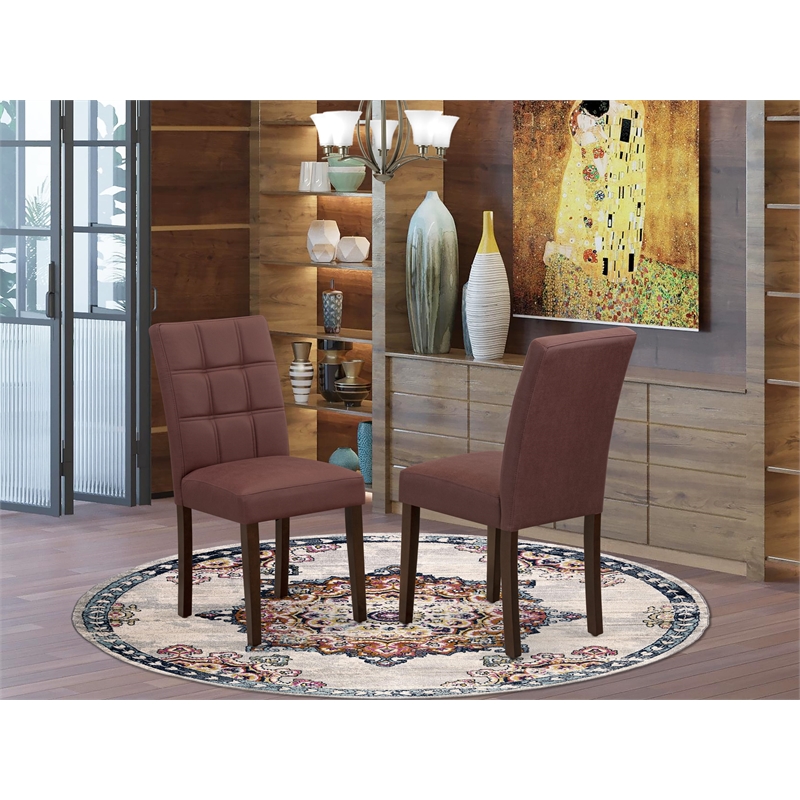 Pemberly Row Faux Leather Parson Dining Chair in Burgundy (Set of 2)