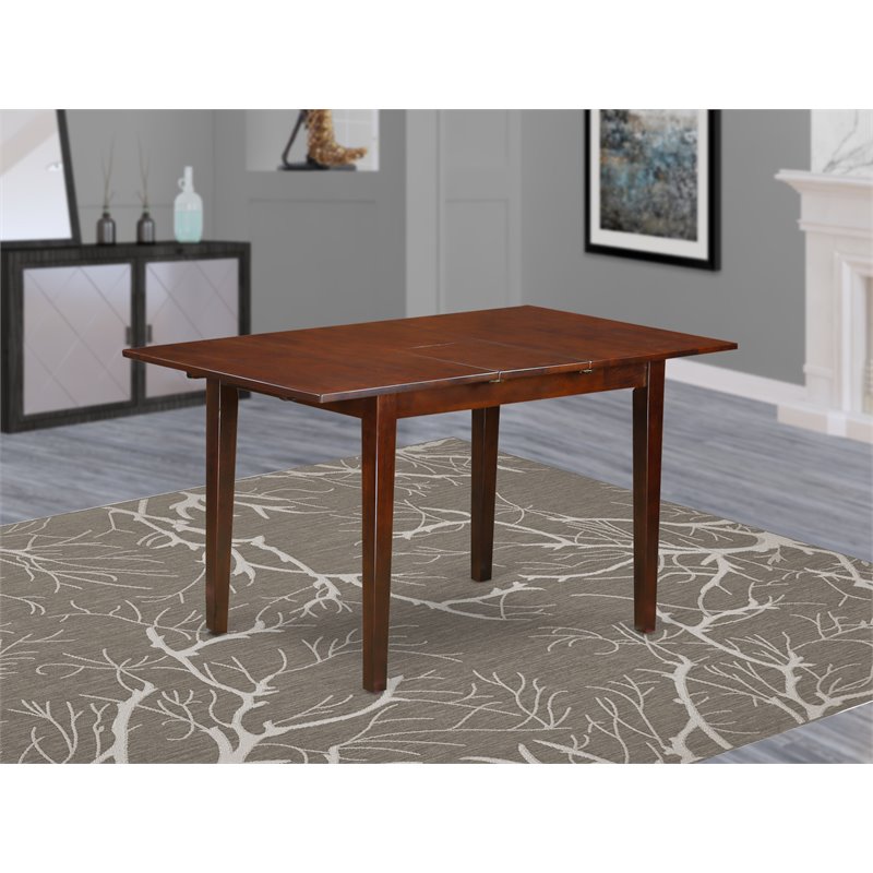 Pemberly Row Wood Butterfly Leaf Dining Table with Beveled Edge in Mahogany